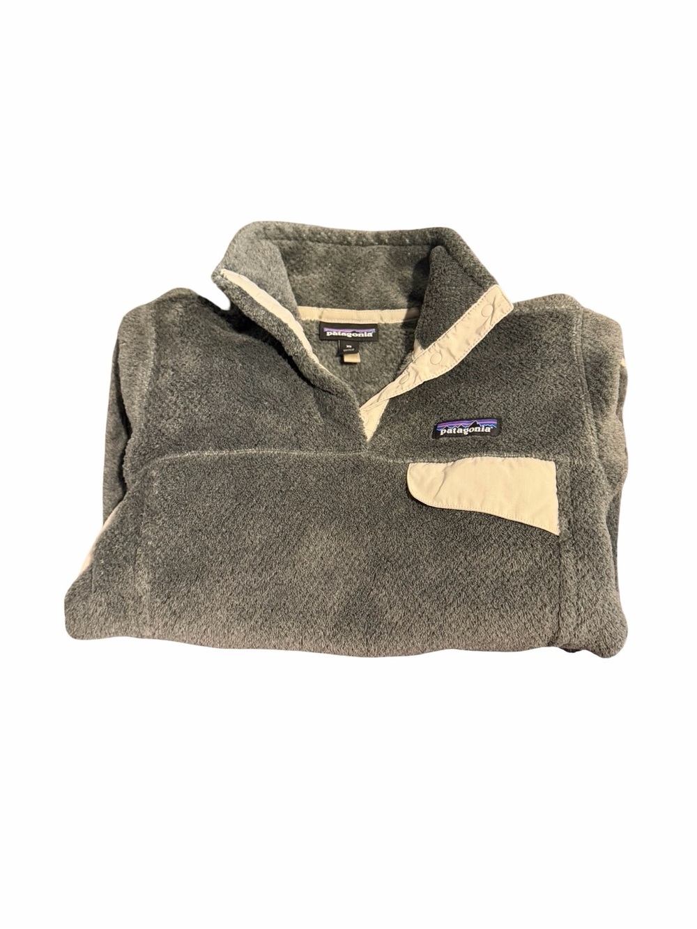 Patagonia Women’s Gray Fleece Zip Pullover with Cream Trim